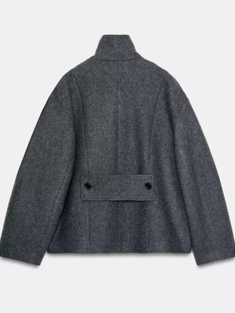 ZARA WOMAN NEW WOOL BLEND SHORT COAT WITH HIGH NECK GRAY SIZE XL 2070/397 NWT - Picture 8 of 11